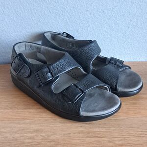 SAS Bravo Men's Black Leather Adjustable Comfort Sandals Size 8 Back Strap